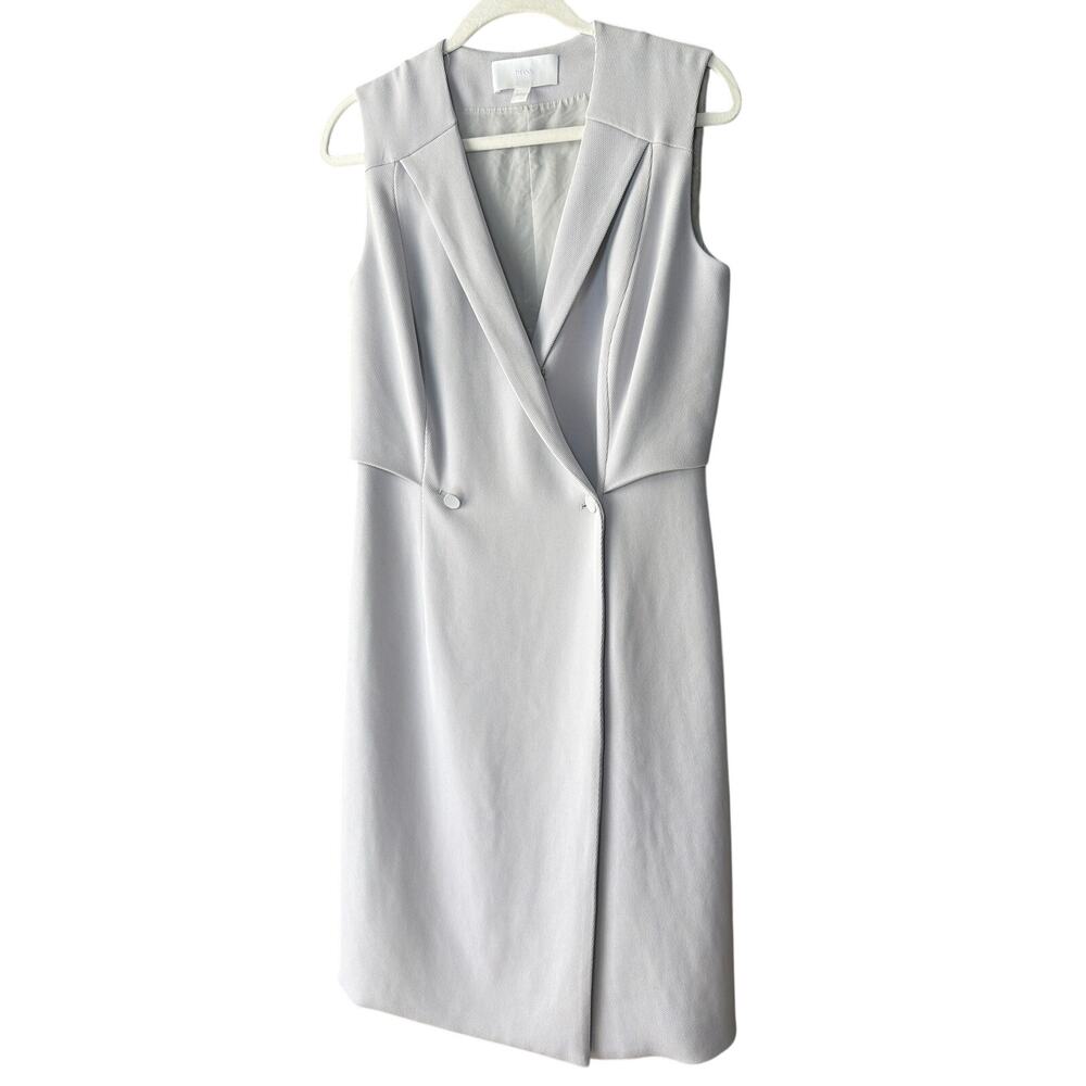 0175 BOSS‎ Hugo Boss Light Gray Sleeveless Blazer Dress US 8